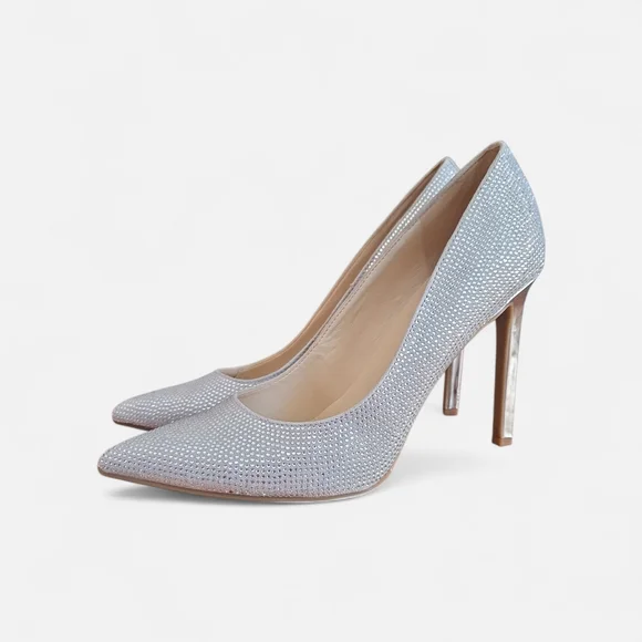 Nine West Tatiah Glass Crystal Encrusted Cinderella Heels Size 9 - Picture 2 of 8